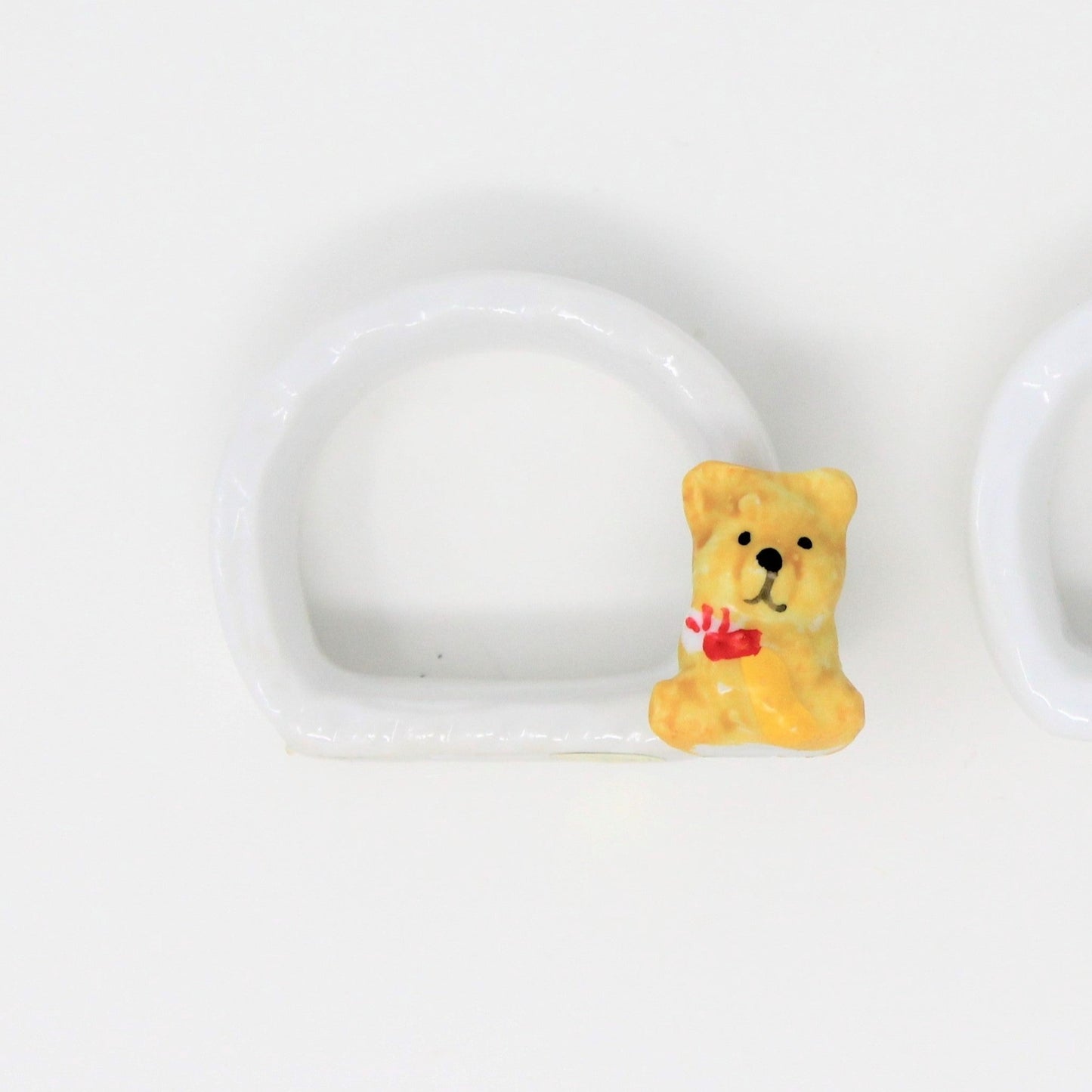 Christmas napkin ring, porcelain teddy bear