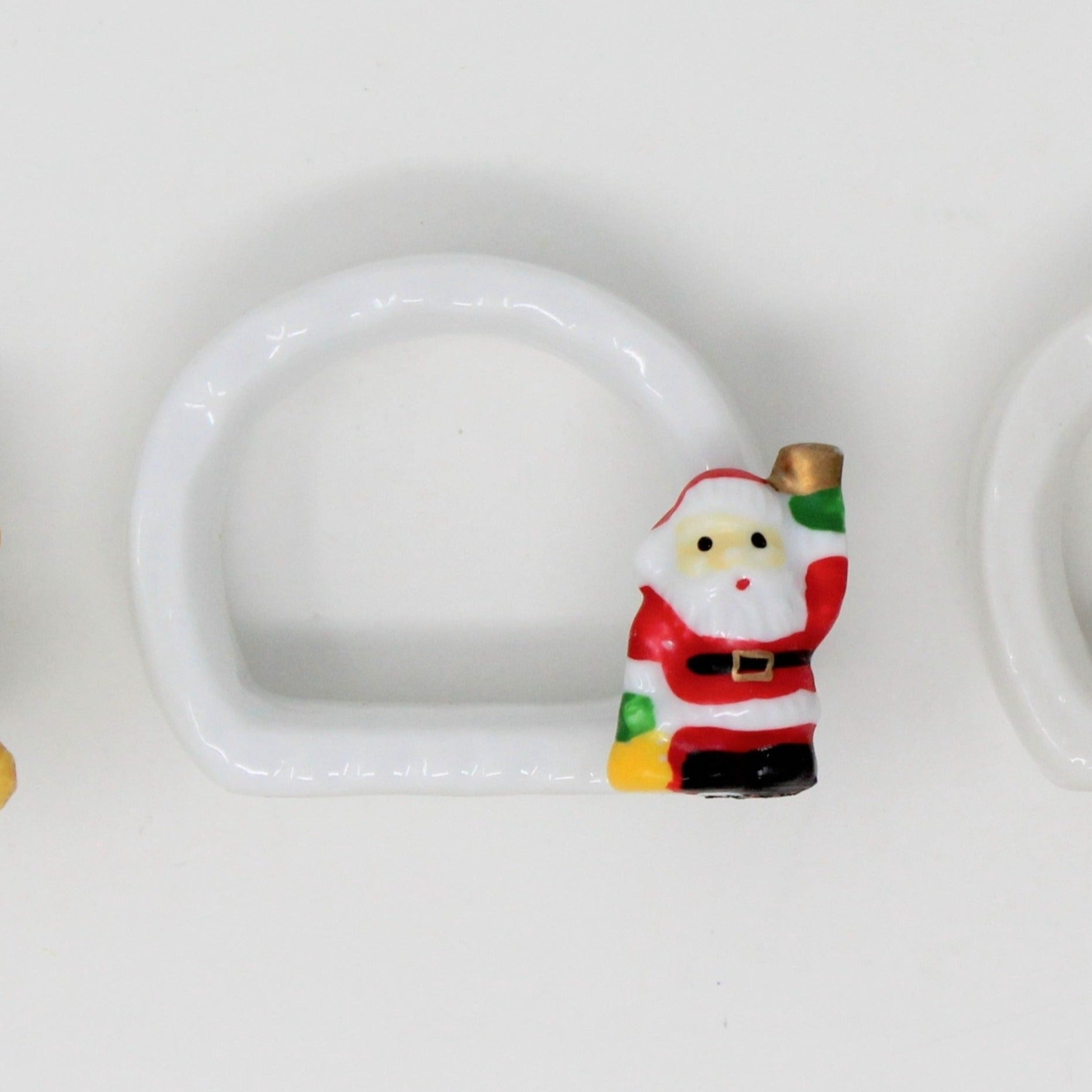 Christmas napkin ring, porcelain Santa, vintage