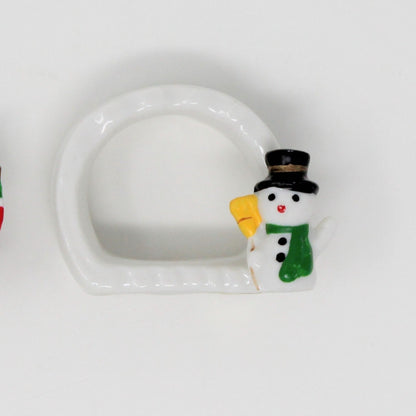 Christmas napkin ring, porcelain snowman, vintage