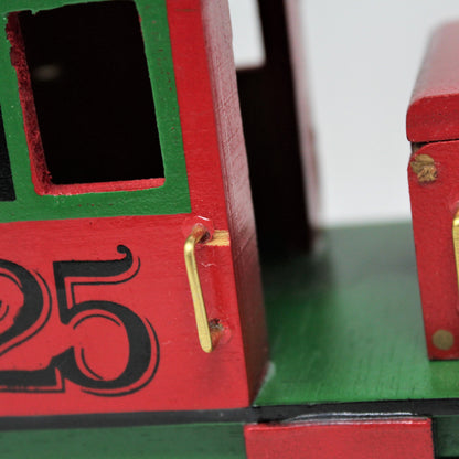 Train, Roman Inc, Christmas Train Locomotive, Musical with Smoke, Wooden, Vintage 12"