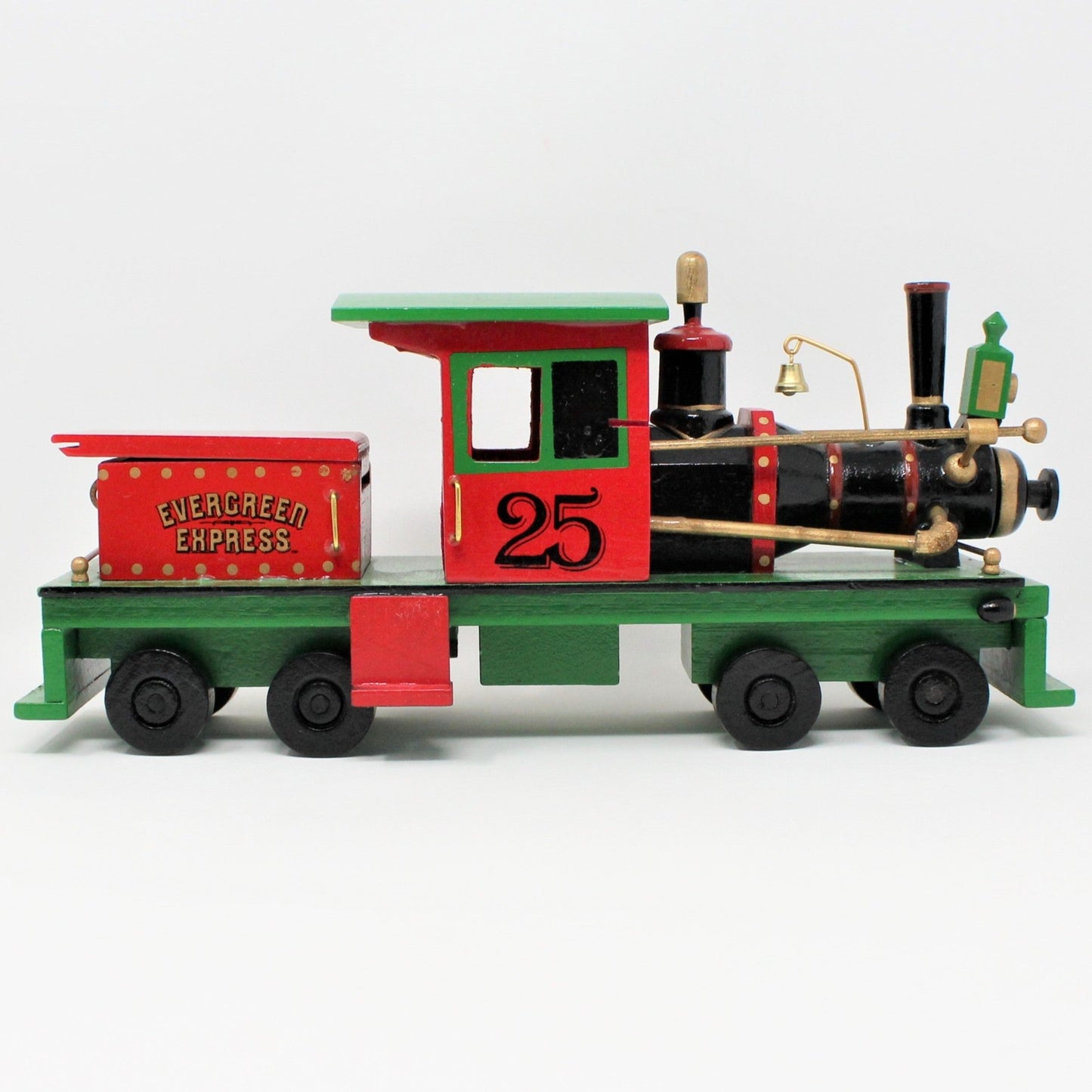 Train, Roman Inc, Christmas Train Locomotive, Musical with Smoke, Wooden, Vintage 12"