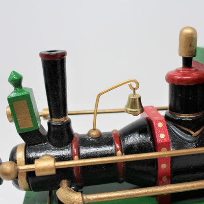 Train, Roman Inc, Christmas Train Locomotive, Musical with Smoke, Wooden, Vintage 12"