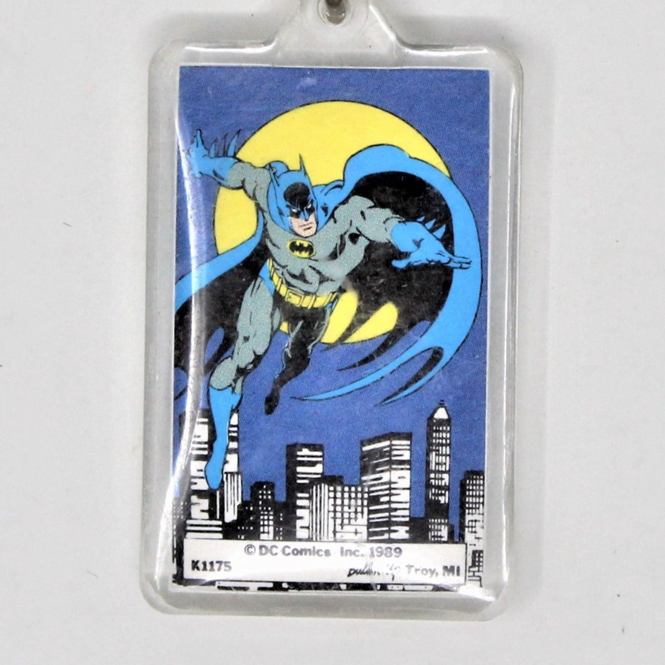 Keychain, DC Comics, Batman over Gotham City, Acrylic Key Chain 1989, Vintage, NOS RARE