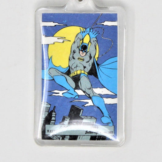 Keychain, DC Comics, Batman Swinging from Rope, Acrylic Key Chain 1989, Vintage, NOS RARE