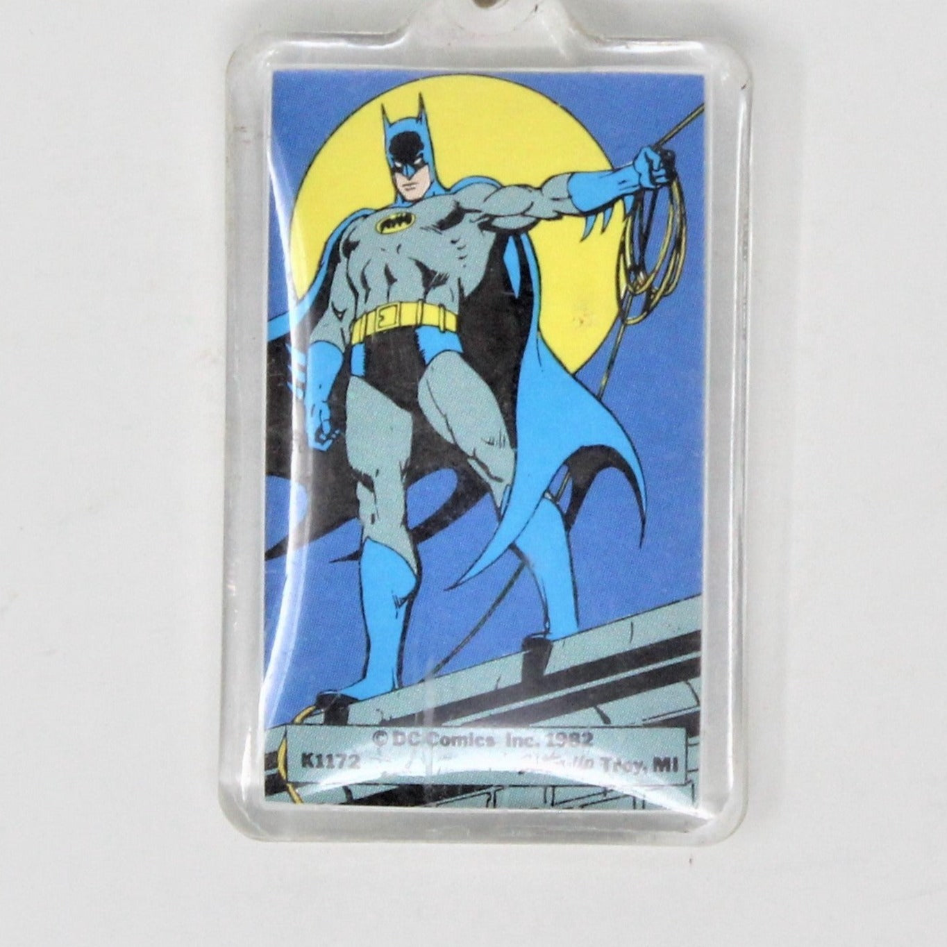 Key Chain, DC Comics, Batman Holding Rope, Acrylic Key Chain 1982, Vintage, NOS RARE