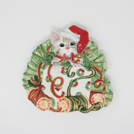 Kitty Christmas serving plate by Fitz & Floyd, Ceramic