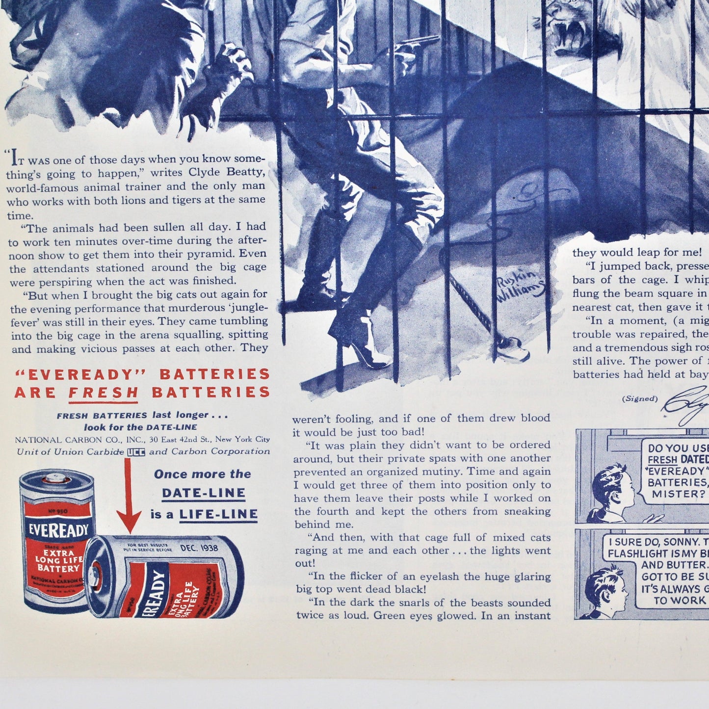 Advertisement, Eveready Batteries, 1938, Original Magazine Ad, Vintage