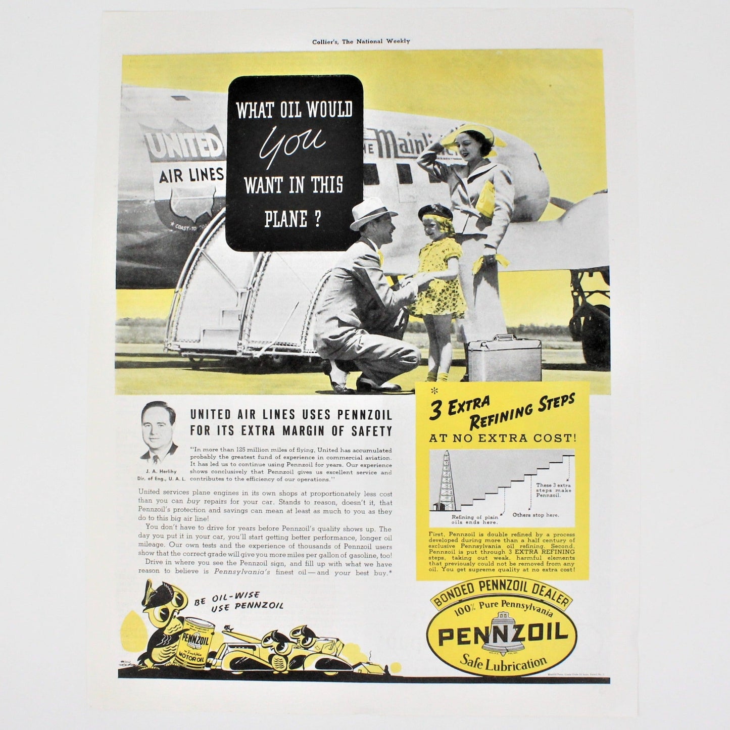 Advertisement, Pennzoil Motor Oil, 1938, Original Magazine Ad, Vintage