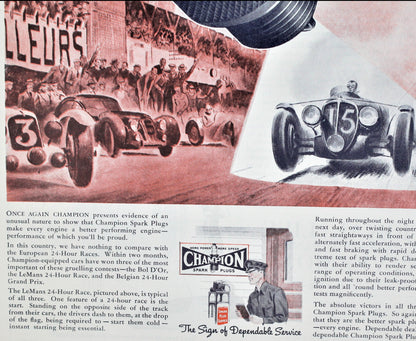 Advertisement, Champion Spark Plugs, 1938, Original Magazine Ad, Vintage